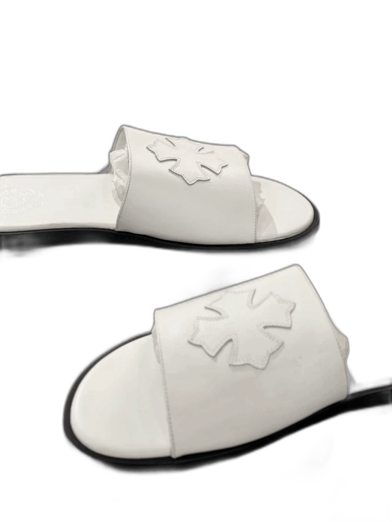 Chrome Hearts chrome hearts white leather slides Size US 15 / EU 48 - 1 Thumbnail