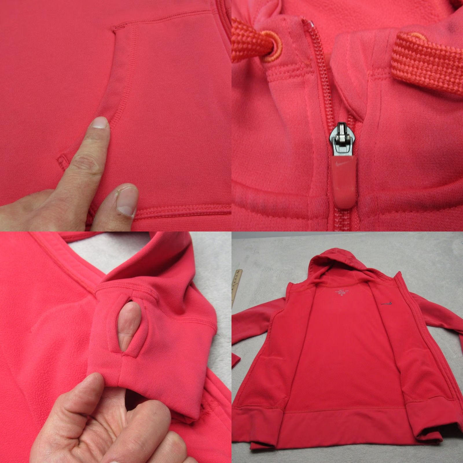 Nike Nike Hoodie Womens Medium Red Therma-FIT Full Zip Thumbholes Athletic Womens Short Form? Size M / US 6-8 / IT 42-44 - 8 Thumbnail