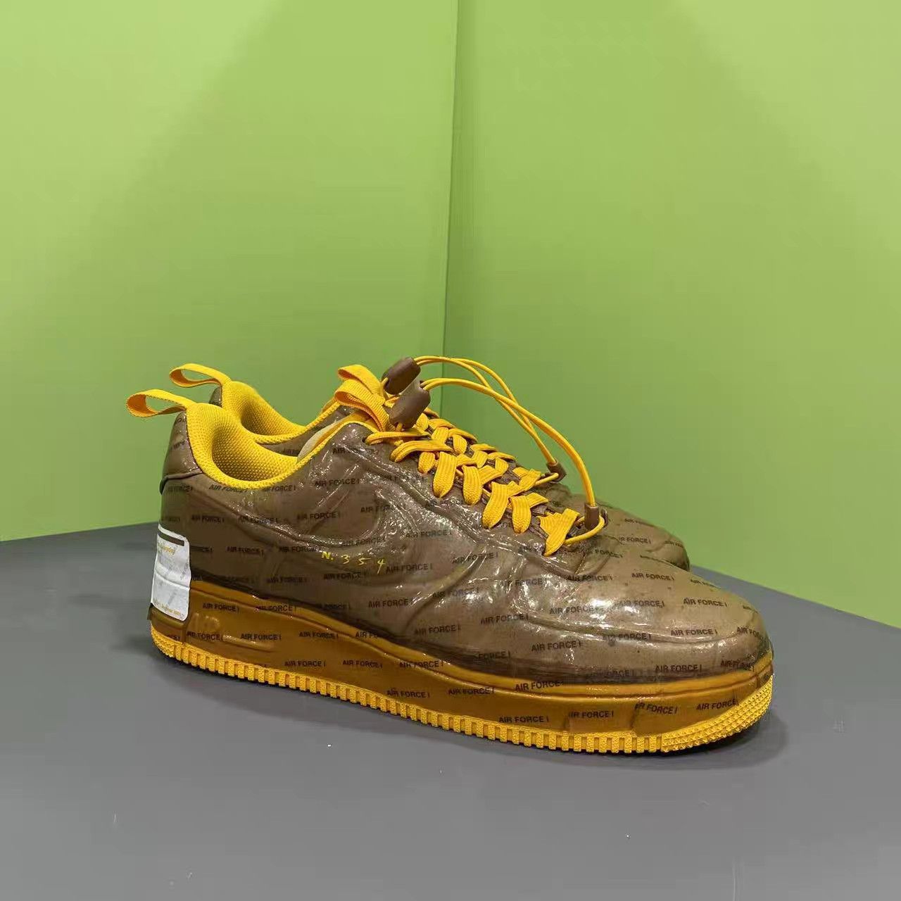 Nike Nike Air Force 1 Brown Yellow Sneakers K15 Size US 10 / EU 43 - 3 Thumbnail