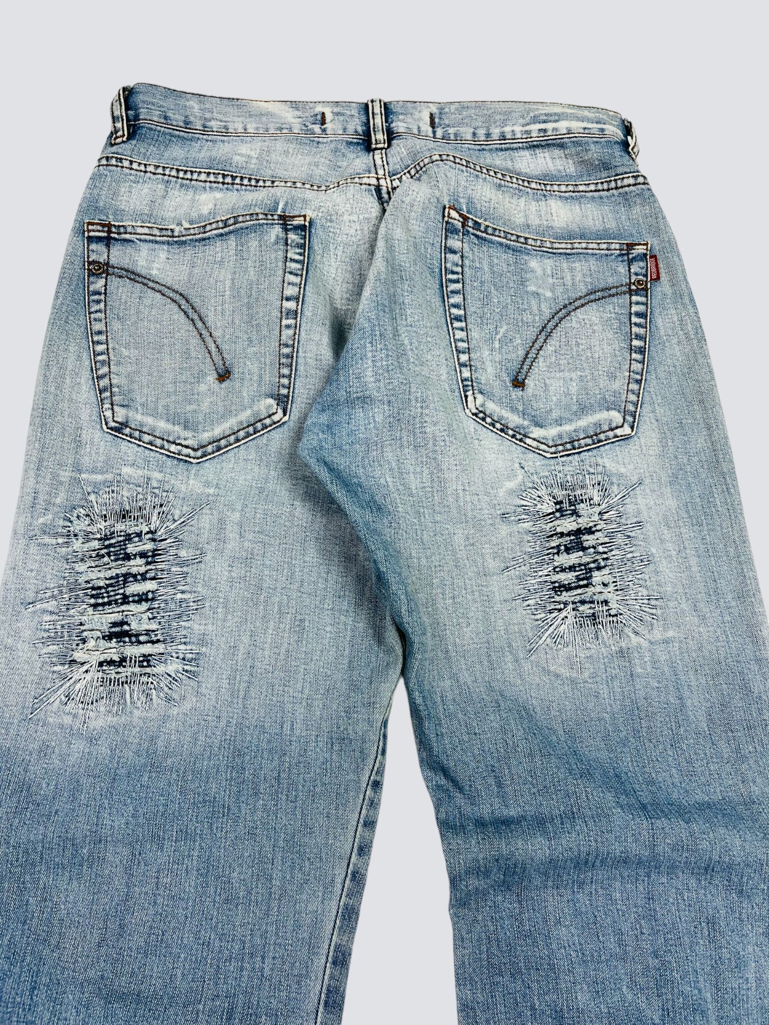 Other 1990s BAGGY DISTRESSED REPAIRED FADED DENIM PANTS - № 3003 Size US 34 / EU 50 - 5 Thumbnail