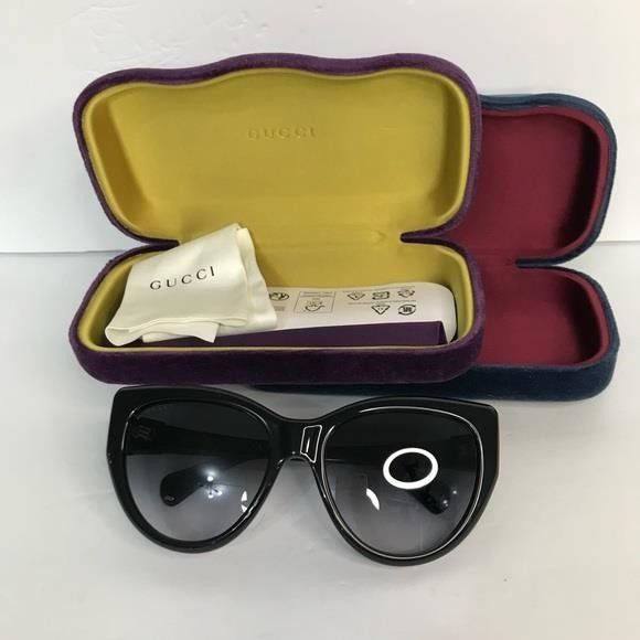 Gucci New Authentic Gucci Black 56 mm Gradient Women's Sunglasses Size ONE SIZE - 11 Thumbnail