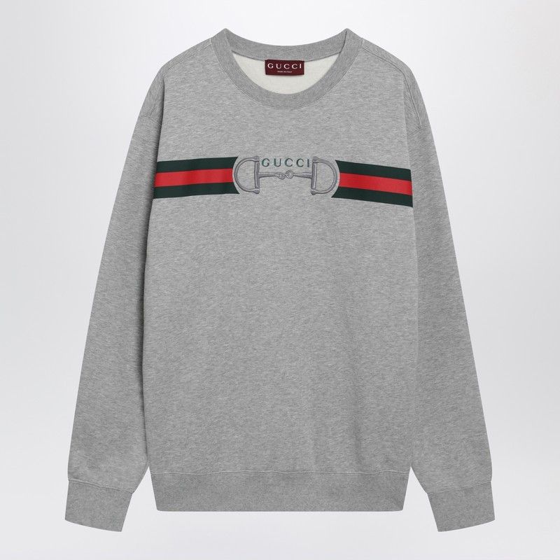 Gucci Gucci Grey Cotton Jersey Sweatshirt With Logo Print Size US M / EU 48-50 / 2 - 1 Thumbnail