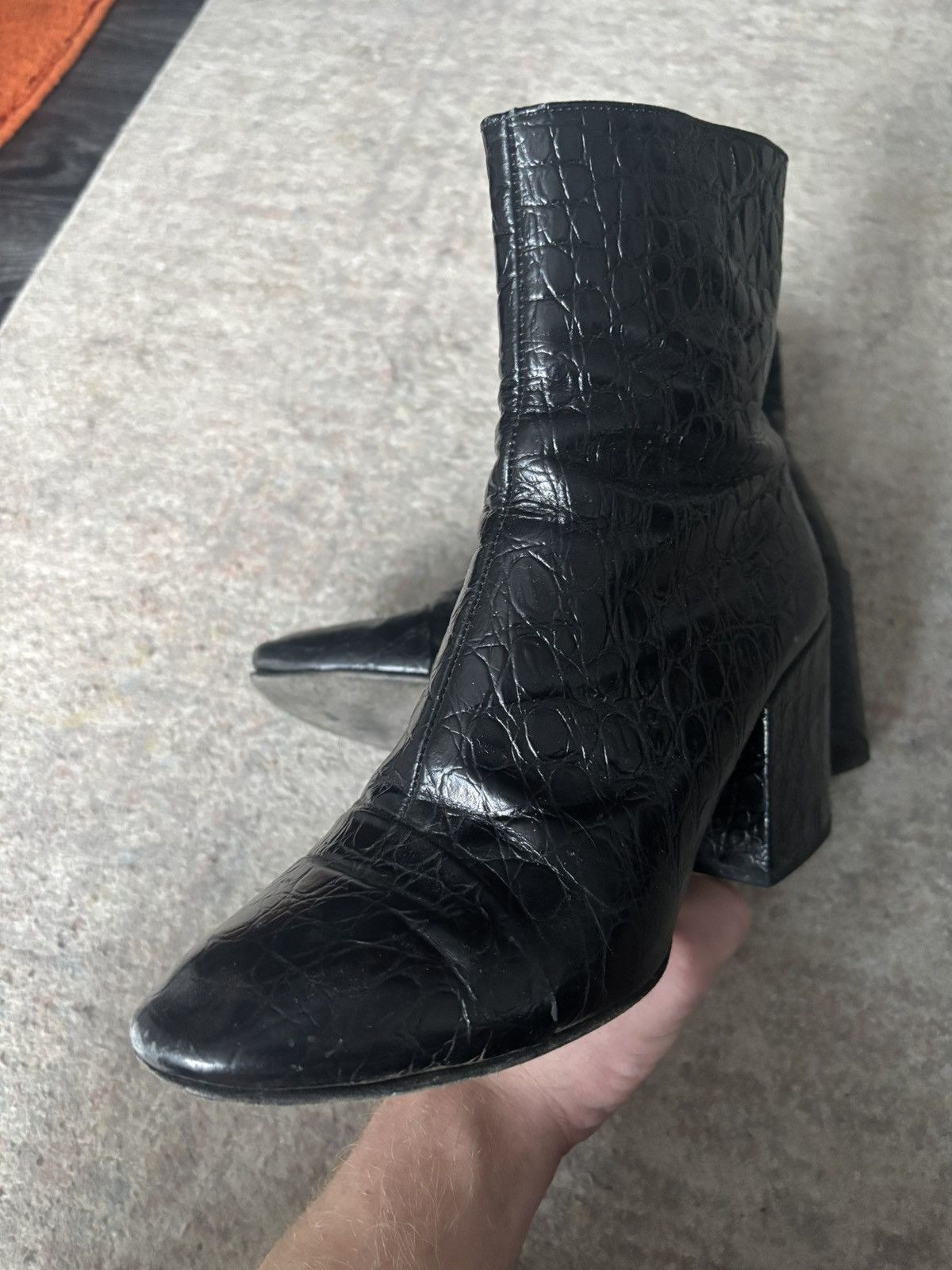 Dries Van Noten Croc embossed leather boots Size US 9 / IT 39 - 3 Thumbnail