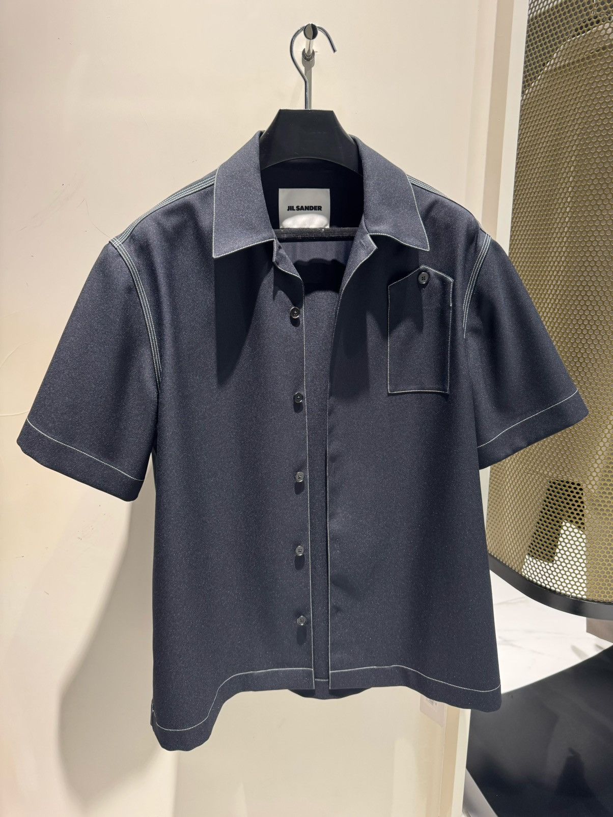 Jil Sander NWT Contrast Stitch Camp Collar Shirt - BLUE, 50 Size US M / EU 48-50 / 2 - 1 Thumbnail