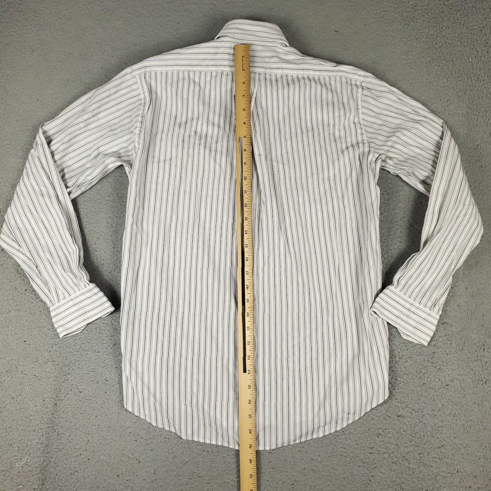 Faconnable Façonnable Shirt Mens Size 16.5 Blue Striped Button-Up Long Sleeve Casual Dress Shirt Mens Regular Fit Cotton Blue 16.5 Modern Preppy Size 40R - 3 Thumbnail
