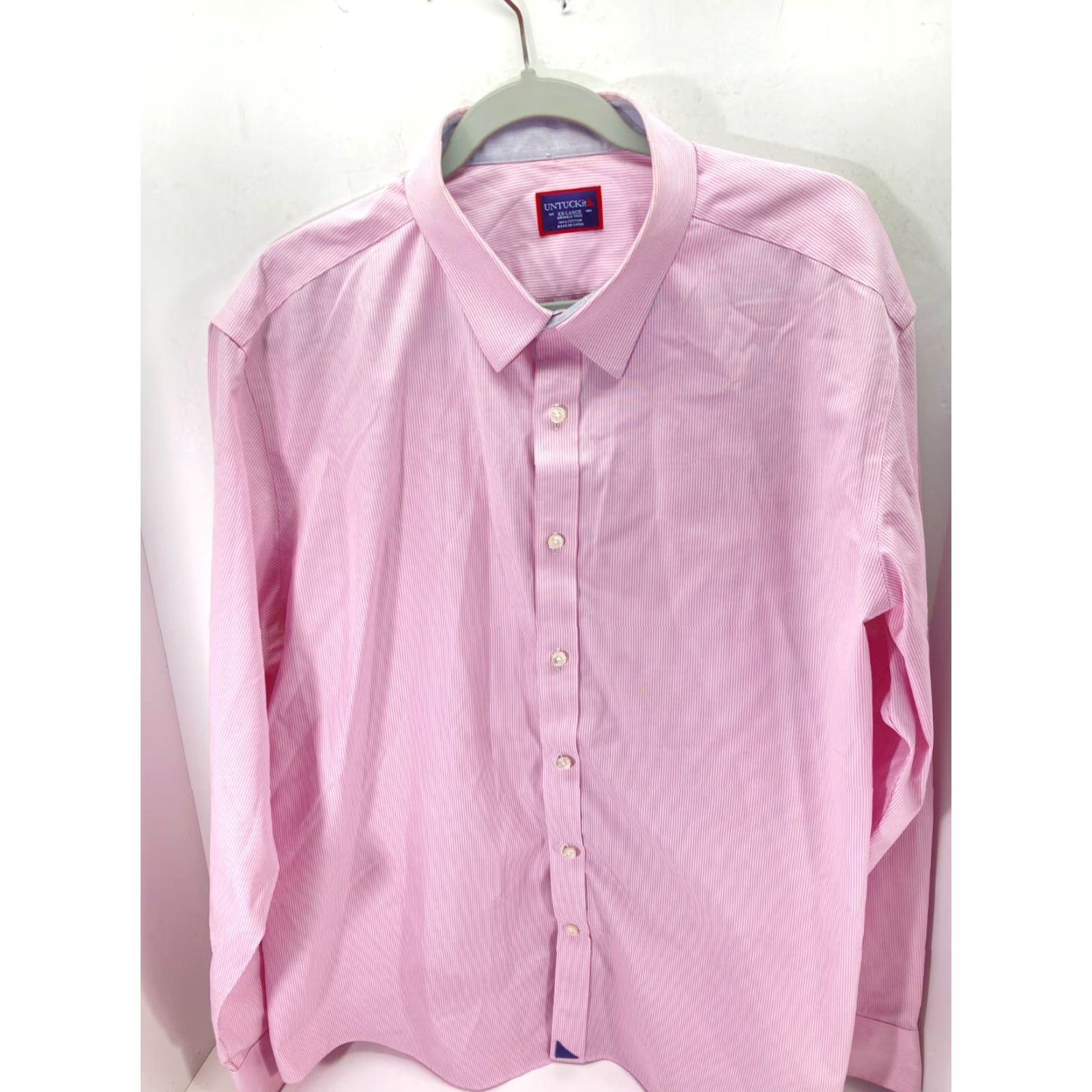 UNTUCKit Untuckit Dress Shirt Mens 2XL Pink Striped Slim Fit Long Sleeve Shirt Size 48R - 2 Thumbnail
