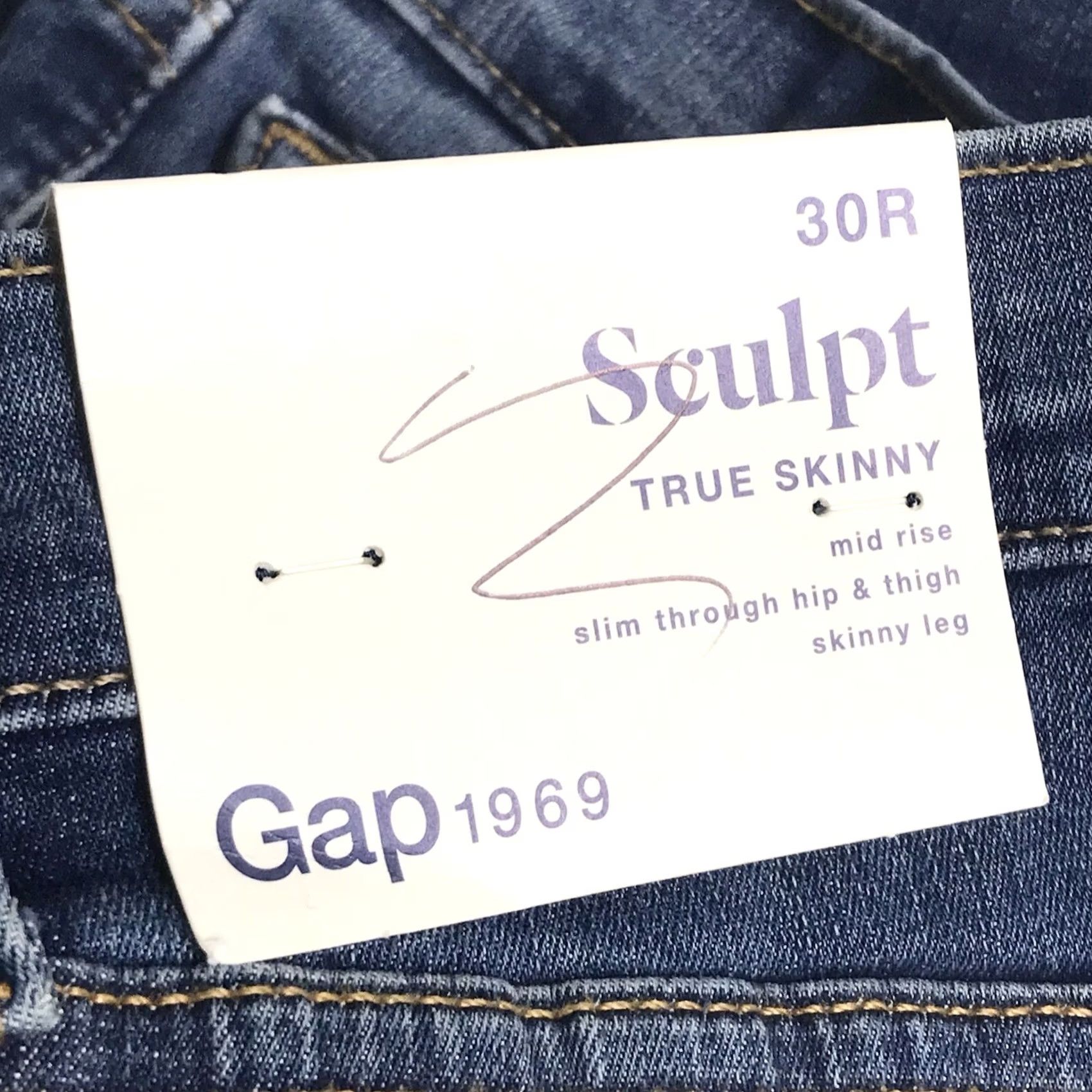 Gap Gap Women Indigo Blue Mid Rise True Skinny Sculpt Stretch Denim Jeans 30R 30x32 Size 30" / US 8 / IT 44 - 5 Thumbnail