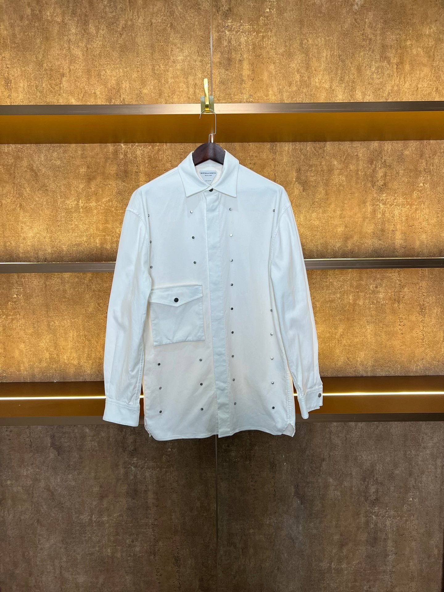 Bottega Veneta Bottega Veneta White Rivet Utility Jacket Size US S / EU 44-46 / 1 - 1 Thumbnail
