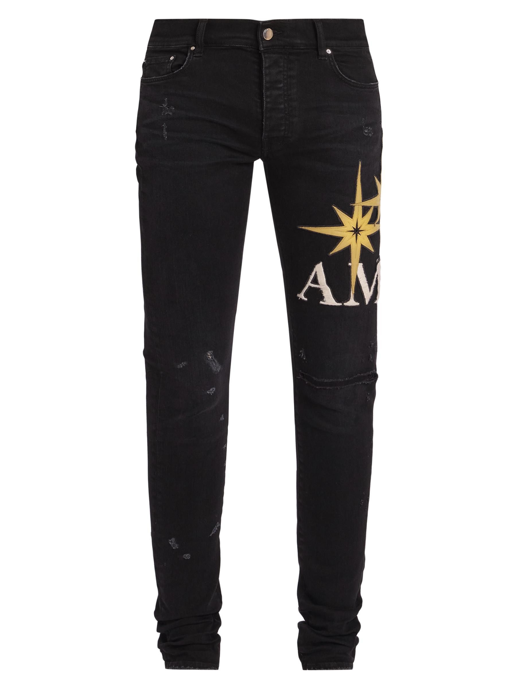 Amiri os11x0625 Starburst Applique Skinny Jeans in Vintage Black Size US 32 / EU 48 - 2 Thumbnail