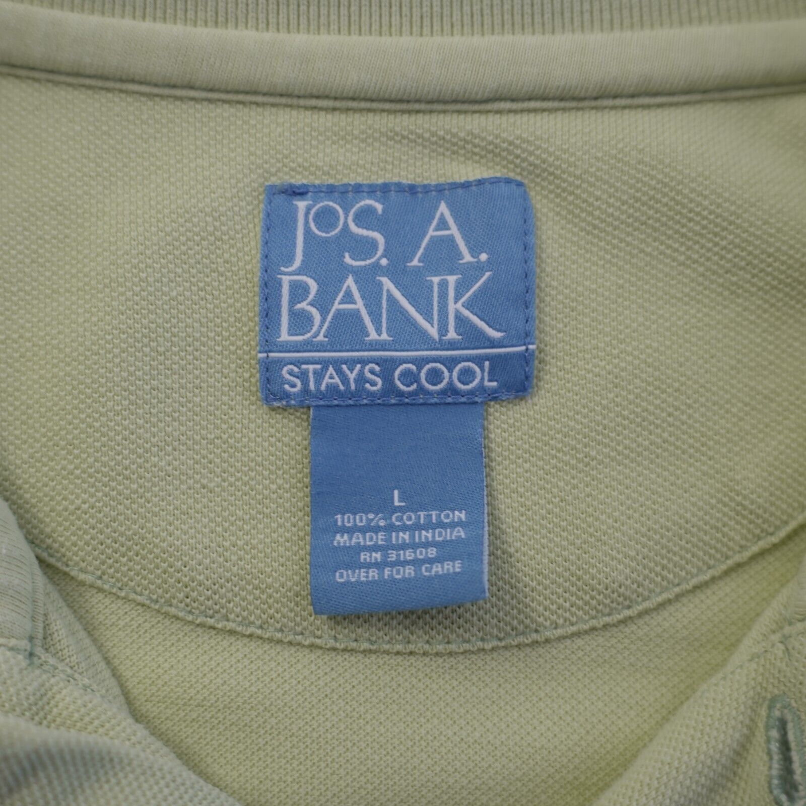 Jos. A. Bank Jos A Bank Stays Cool Light Green Large Cotton Collared Polo Size US L / EU 52-54 / 3 - 7 Thumbnail