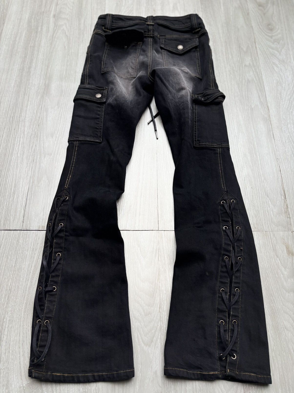 Japanese Brand BACK RUSH lace up flare jeans Size US 26 / EU 42 - 4 Thumbnail