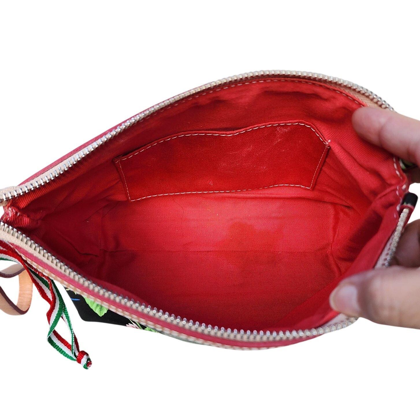 Designer Cavalcanti Tropical Floral Leather Pouch Wristlet Clutch Size ONE SIZE - 7 Thumbnail