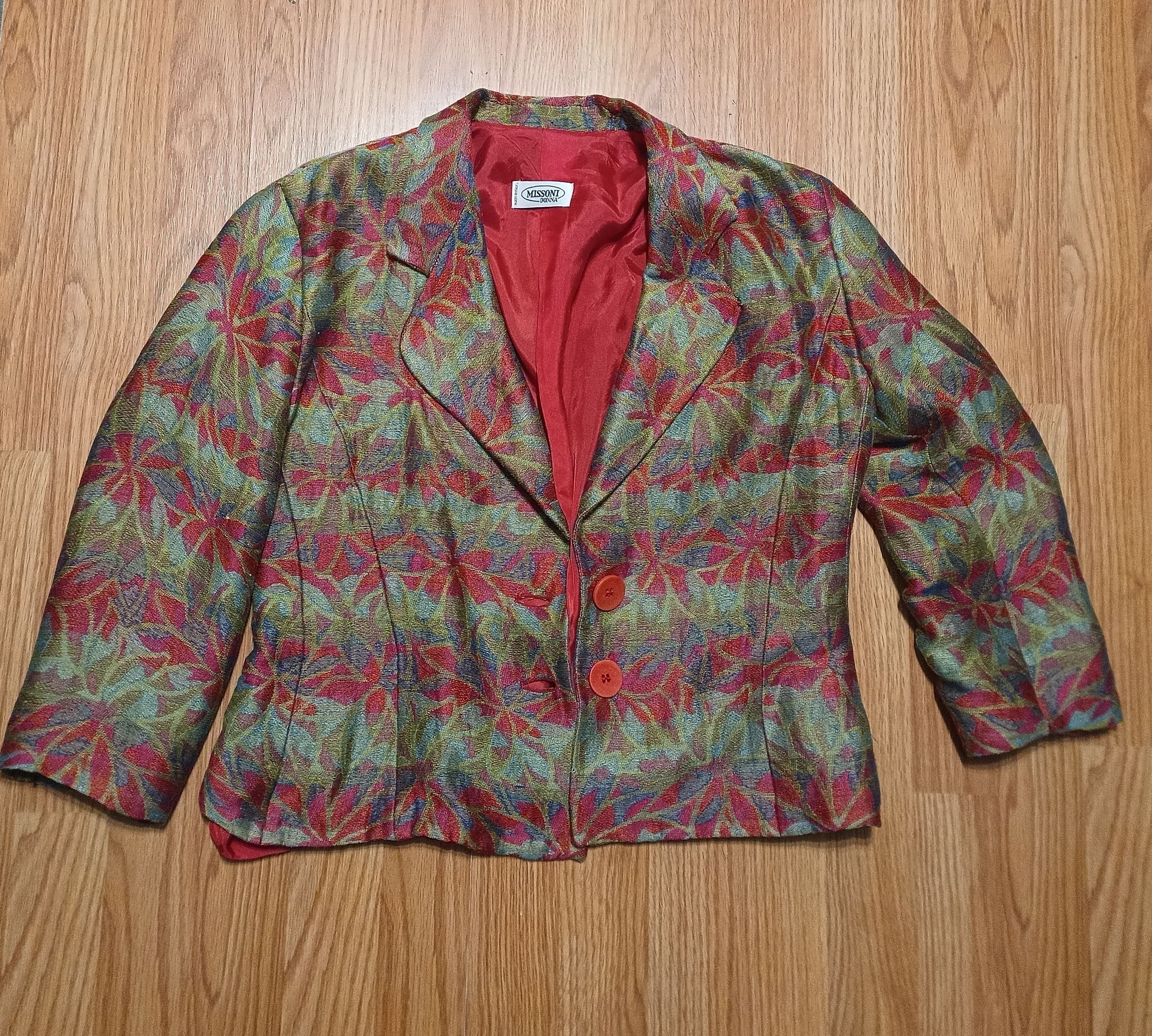 Missoni × Vintage MISSONI Donna Floral Print Linen Blend Skirt Suit IT44 Size M / US 6-8 / IT 42-44 - 12 Thumbnail