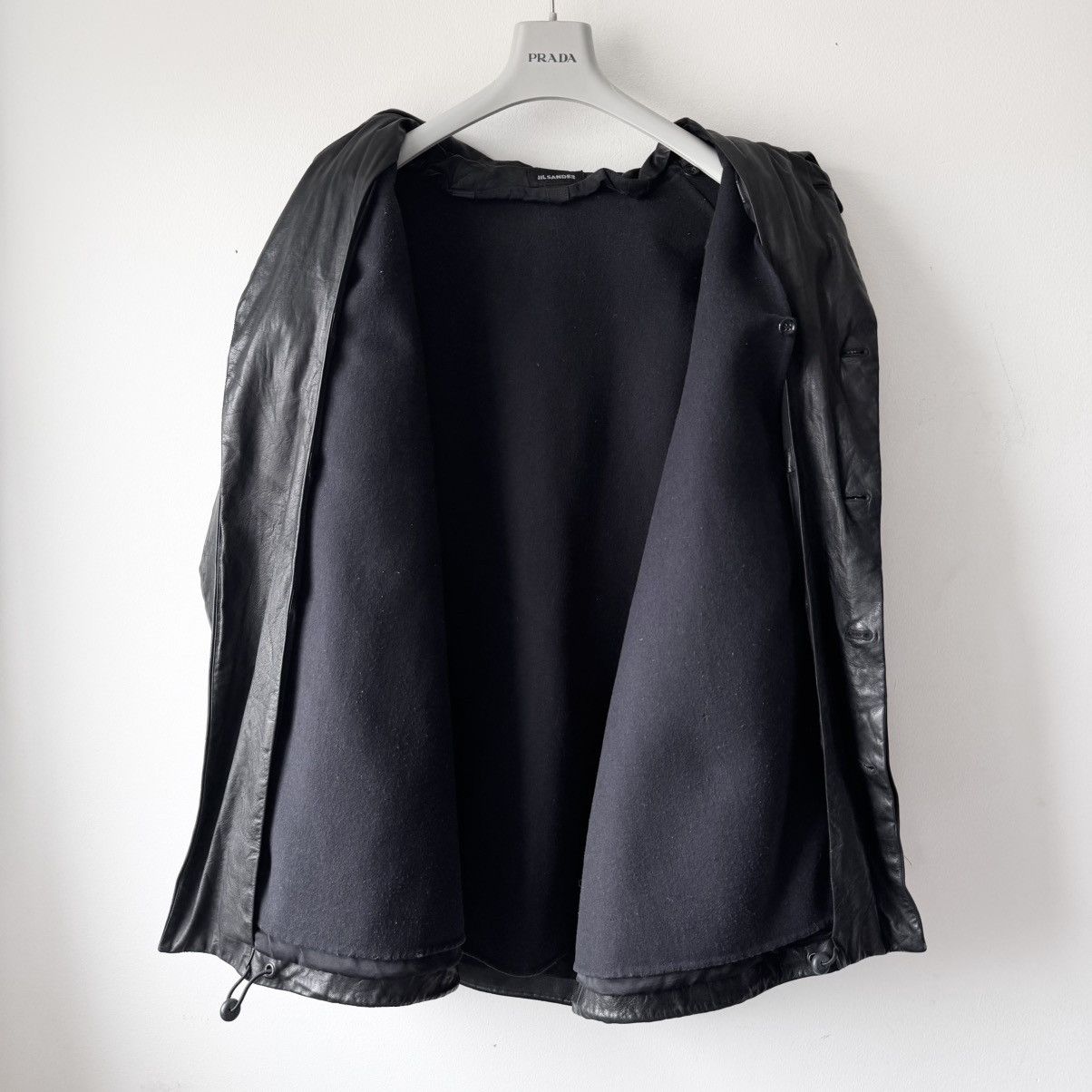 Jil Sander Jil Sander 2000’s Black Wool Lined Short Leather Coat Size US M / EU 48-50 / 2 - 8 Thumbnail