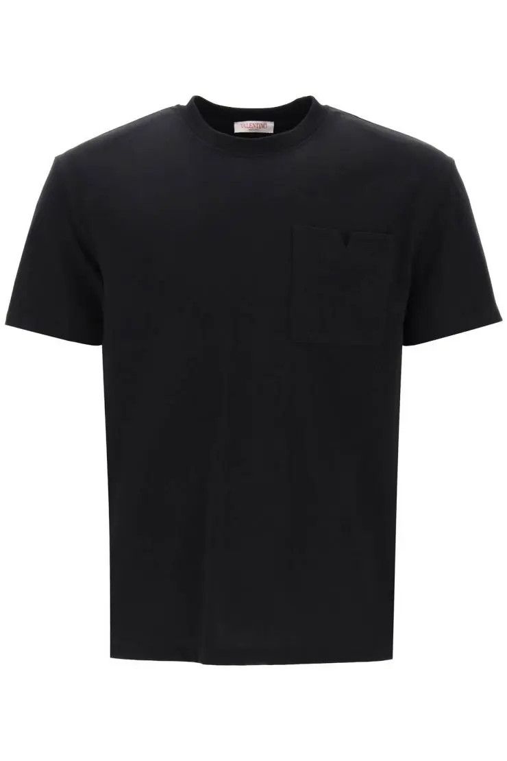 image of Valentino Garavani O1S22I1N0324 Regular Fit Pocket T-Shirt In Black, Men's (Size Small)