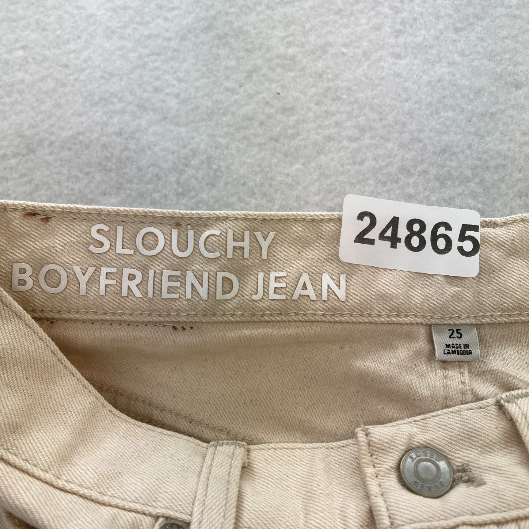J.Crew J.CREW Jeans Slouchy Boyfriend 25 Beige Denim Ankle Crop Women Regular Rise High Straight Leg 5-Pocket Distressed No Size 42" / US 20 - 5 Thumbnail