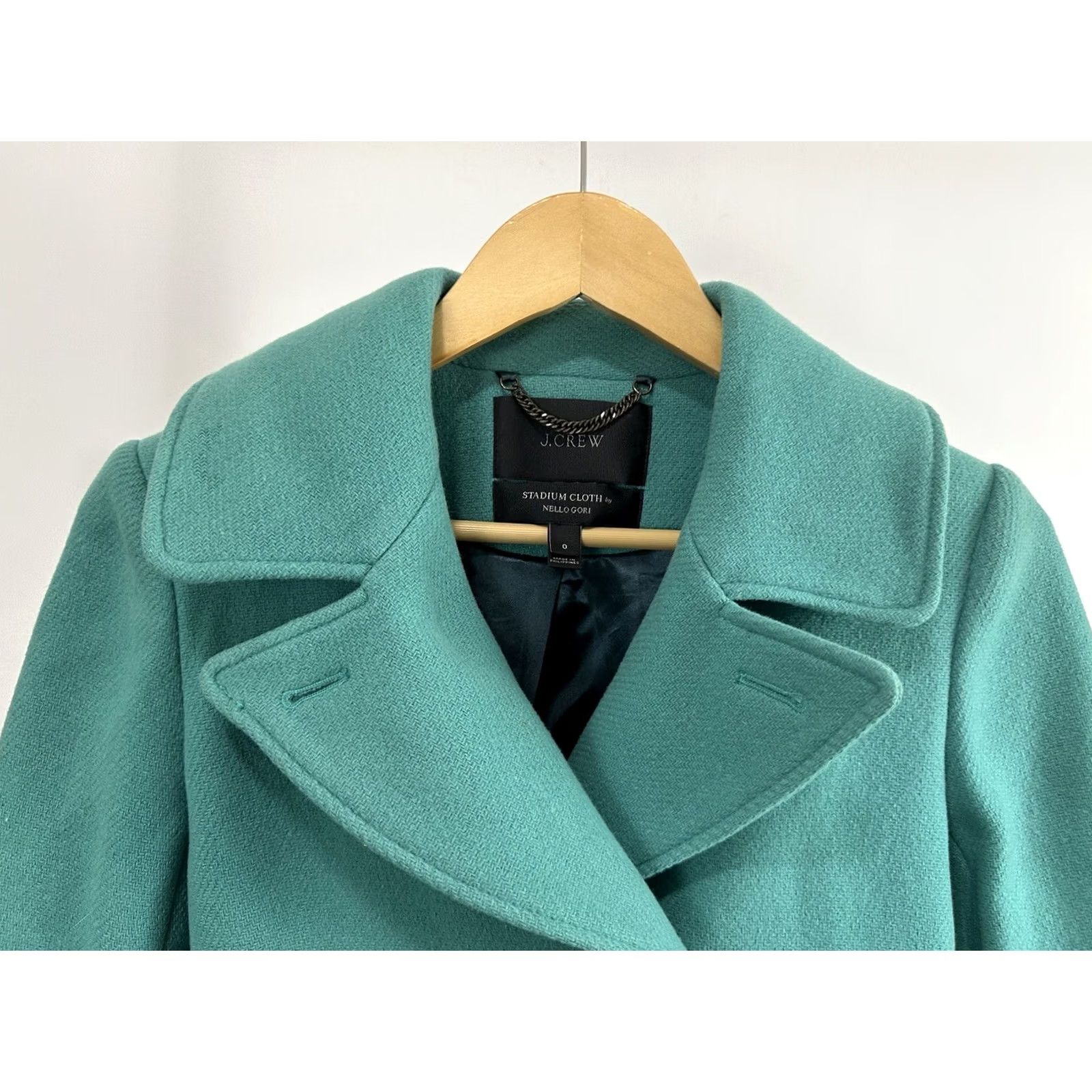 J.Crew J. Crew Stadium Cloth Teal Nello Gori Wool Pea Coat Gold Buttons Size 0 Women's Coat Teal Pea Coat 0 Womens Size XS / US 0-2 / IT 36-38 - 6 Thumbnail