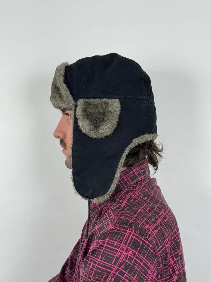 agnes b. 2000s Agnès B Black Fur Lined Chapka Hat Size ONE SIZE - 3 Thumbnail