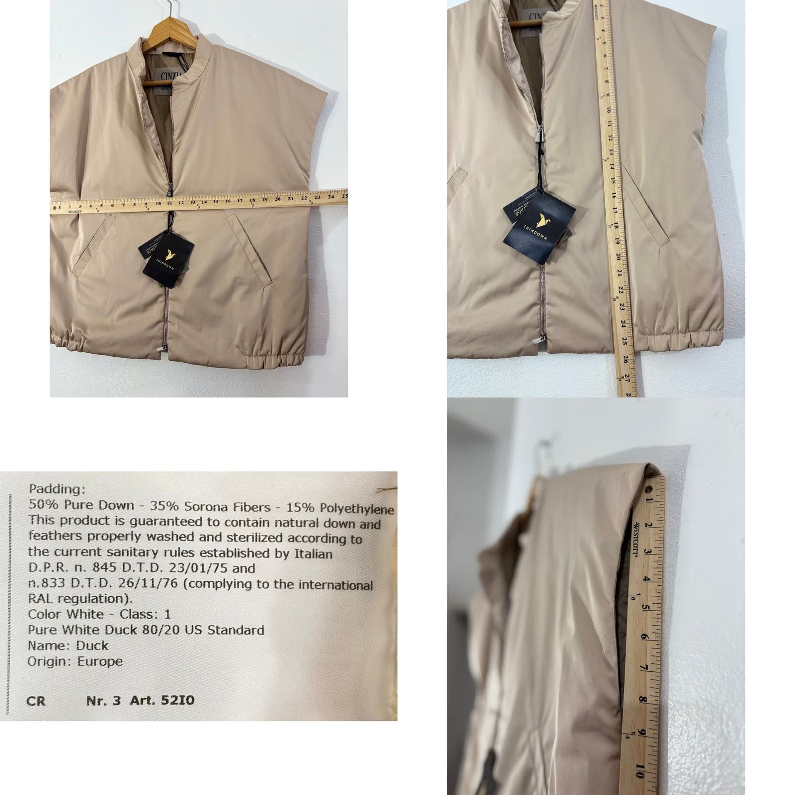 Cinzia Rocca Cinzia Rocca Vest Beige Zip Sleeveless Women Size 6 Solid Italy Made in Italy NWT Size M / US 6-8 / IT 42-44 - 8 Thumbnail