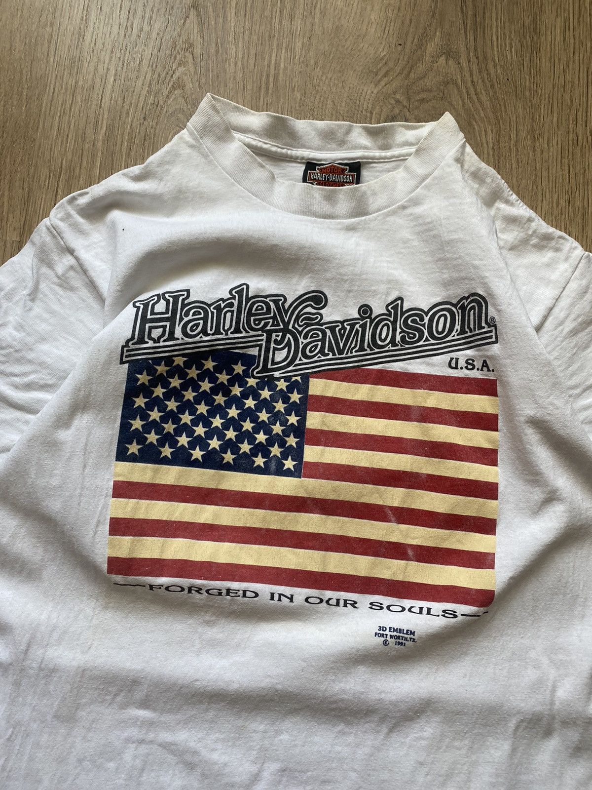 Harley Davidson × Vintage Vintage 1991 Harley Davidson 3D Emblem flag USA Tee VERYRARE Size US L / EU 52-54 / 3 - 2 Thumbnail