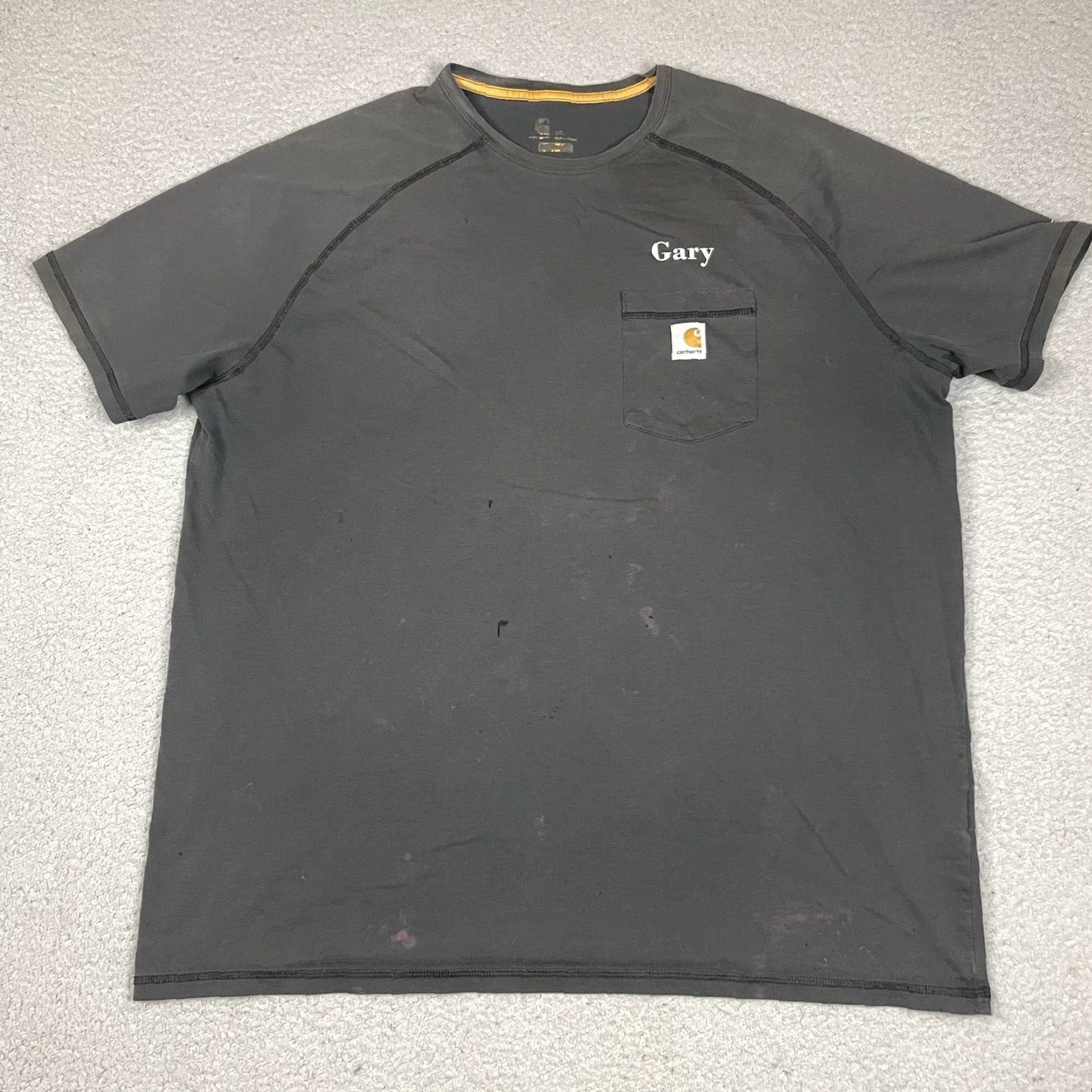 Carhartt VINTAGE Carhartt Force T Shirt Mens 2XL Gray Logo Pocket Distressed Relaxed Fit Short Sleeve Crew Neck Size US XXL / EU 58 / 5 - 2 Thumbnail