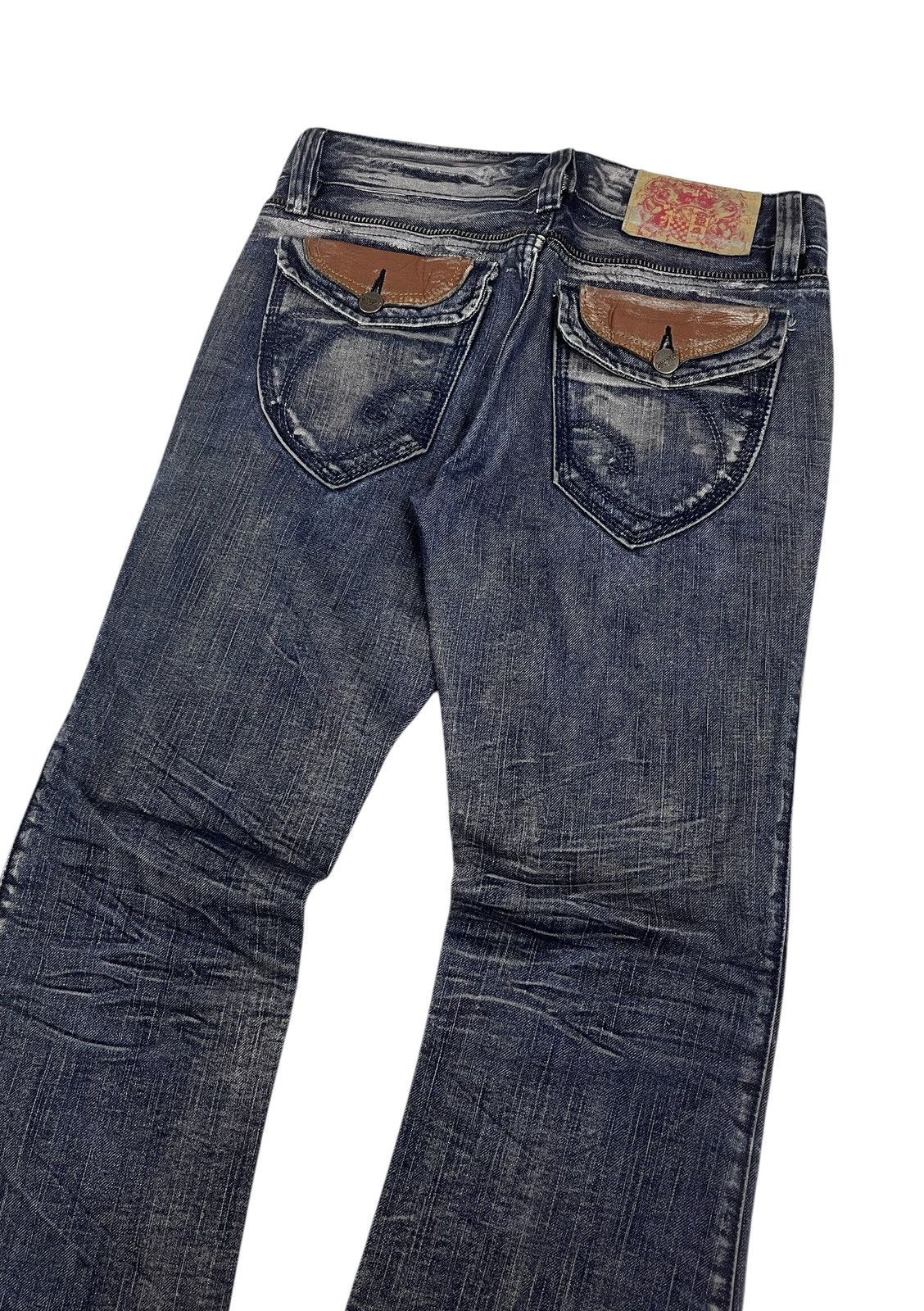 Hysteric Glamour × Japanese Brand × Tornado Mart Casva Japan Leather Pockets Flare Jeans Size US 30 / EU 46 - 3 Thumbnail