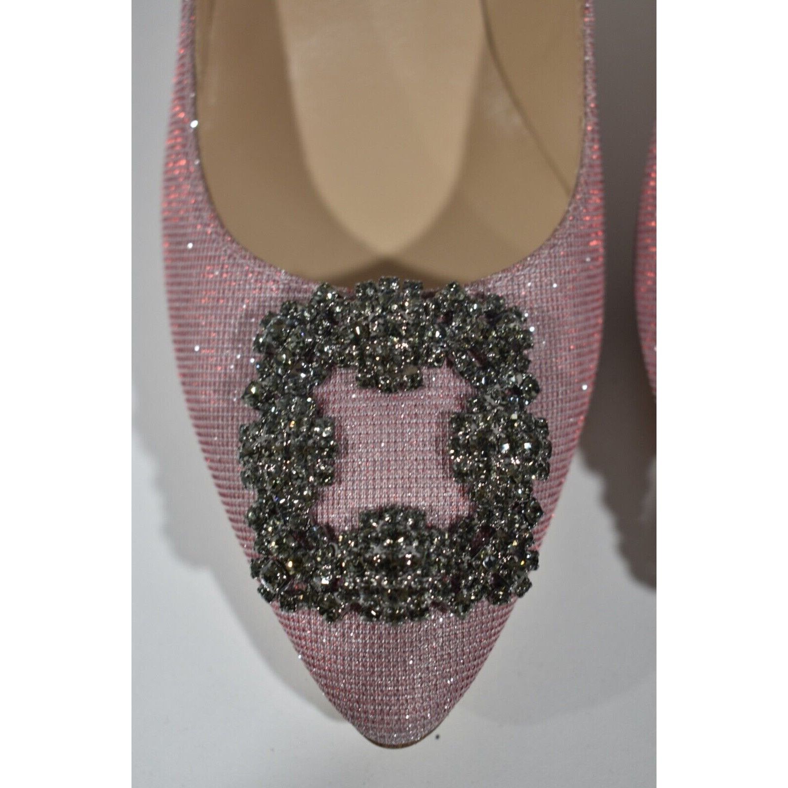 Manolo Blahnik Hangisi 70 Pink Crystal Jewel Buckle Heel 39