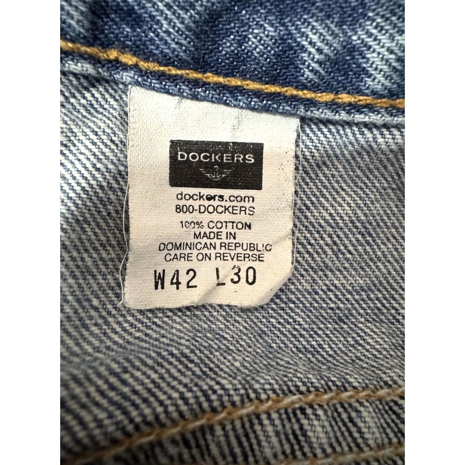 Dockers Dockers Jeans Denim Men's Jeans W42 L30 Blue Solid Button 5-Pocket Regular Big & Tall Mens Size US 42 / EU 58 - 3 Thumbnail