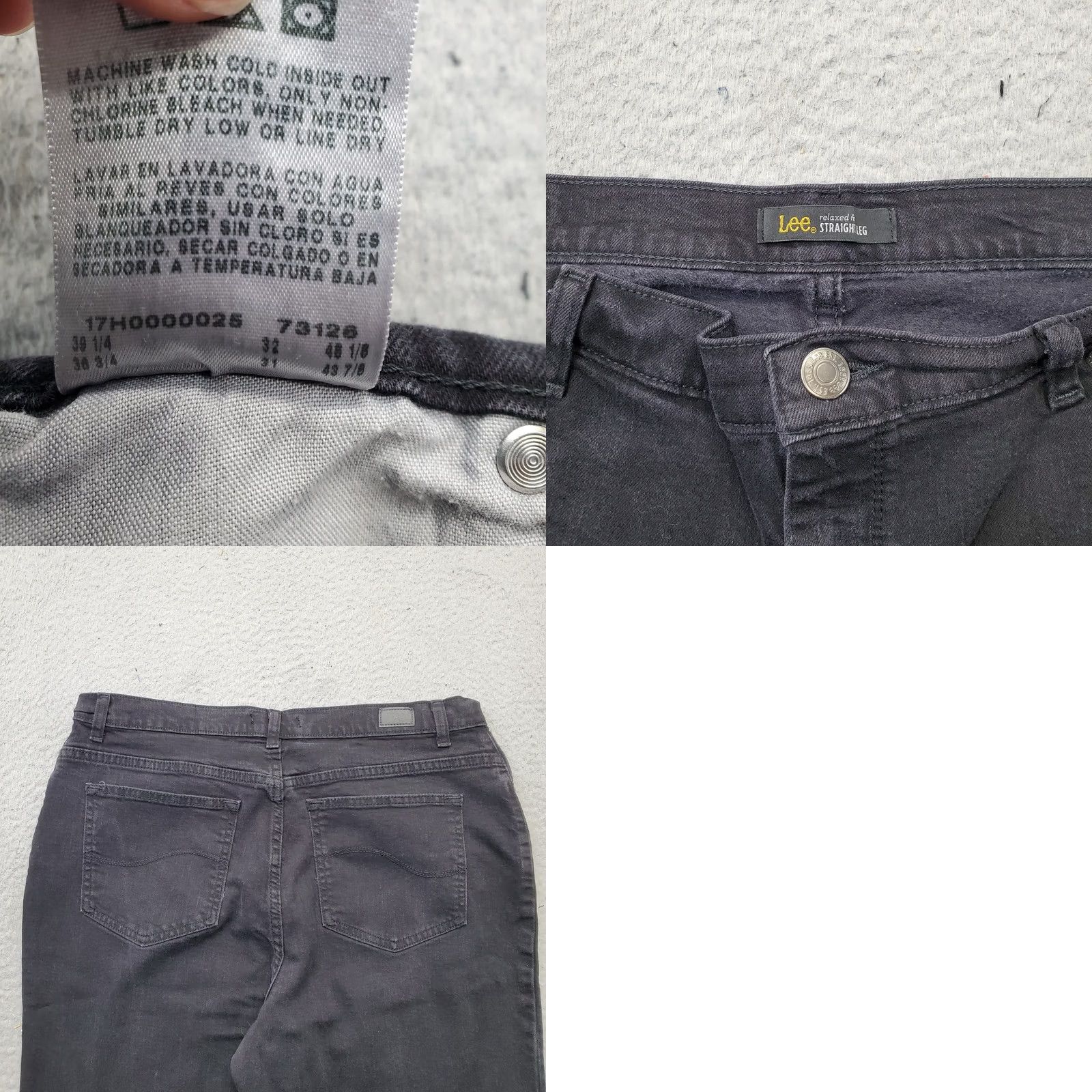 Lee Lee Jeans Womens Size 16 Black Denim Stretch Relaxed Straight Leg - 5-Pocket Denim Size 38" / US 16 / IT 52 - 8 Thumbnail