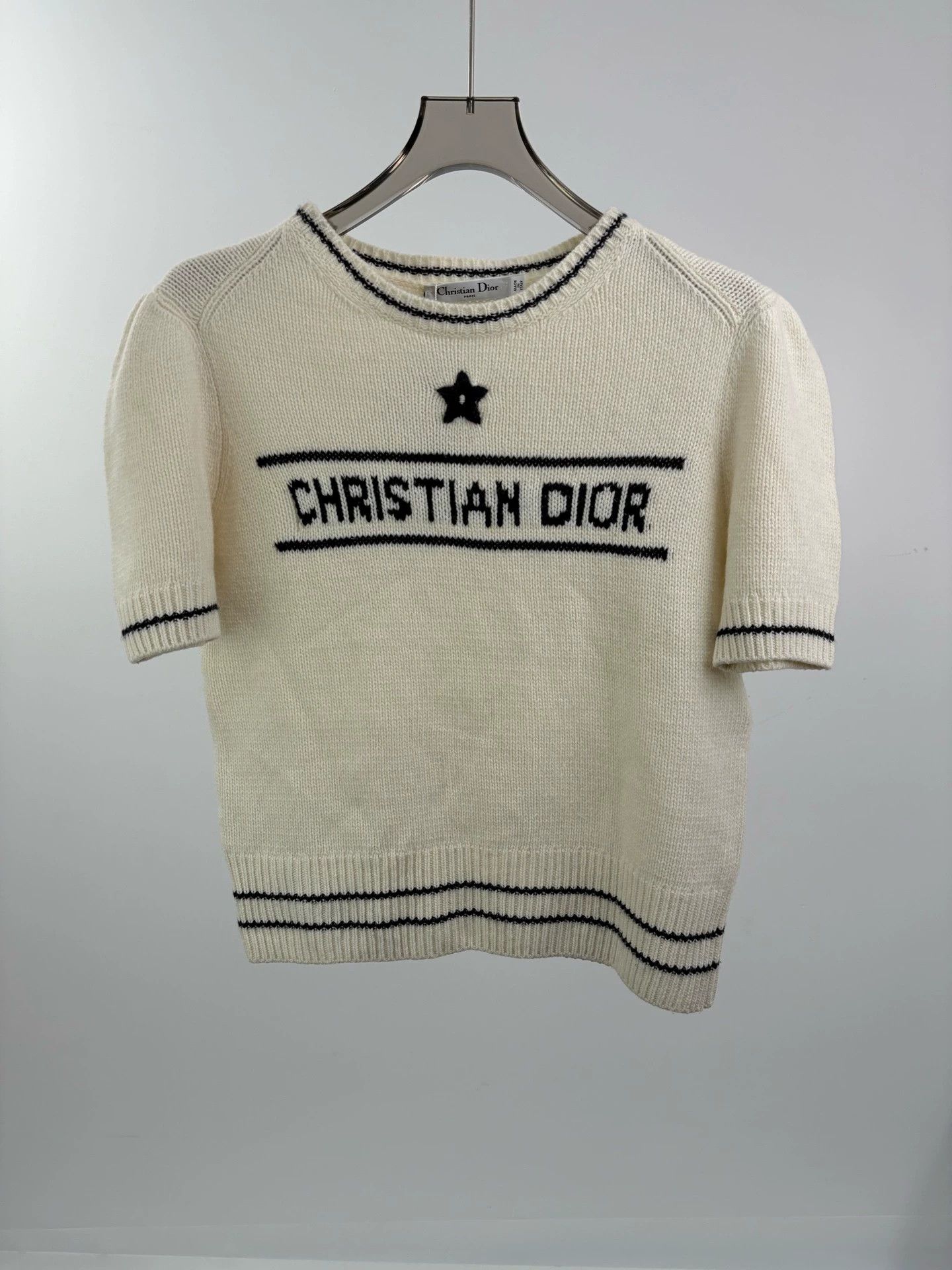 Dior DIOR white slogan knit short-sleeved T-shirt Size XL / US 12-14 / IT 48-50 - 1 Thumbnail