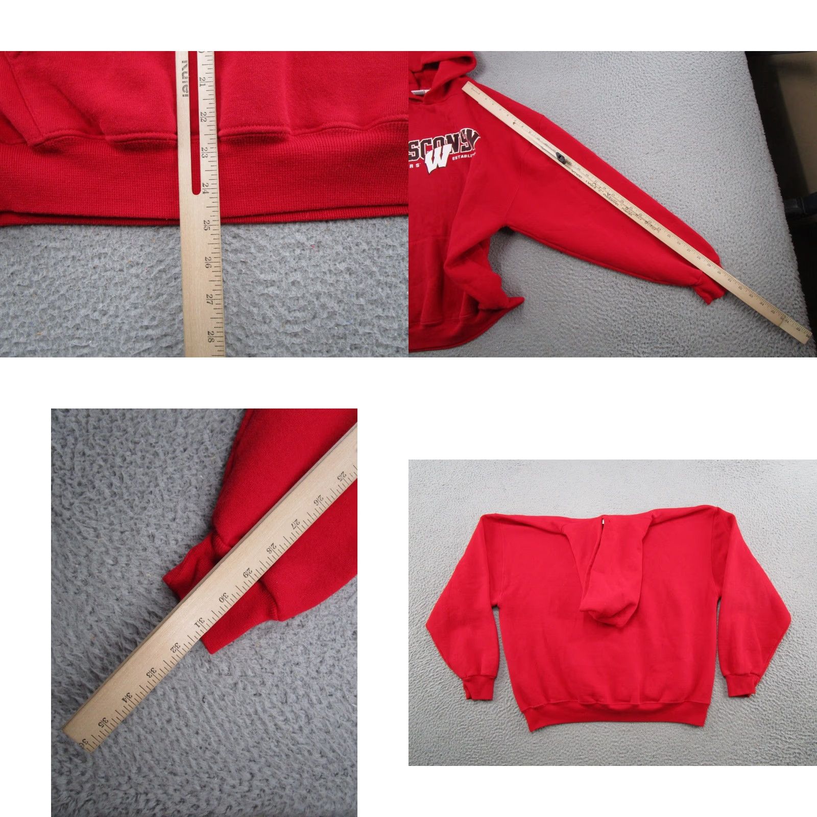 Russell Athletic VINTAGE Russell Athletic Hoodie Mens XL Red Wisconsin Badgers NCAA Crew Neck Pullover All Seasons Sports Size US XL / EU 56 / 4 - 8 Thumbnail