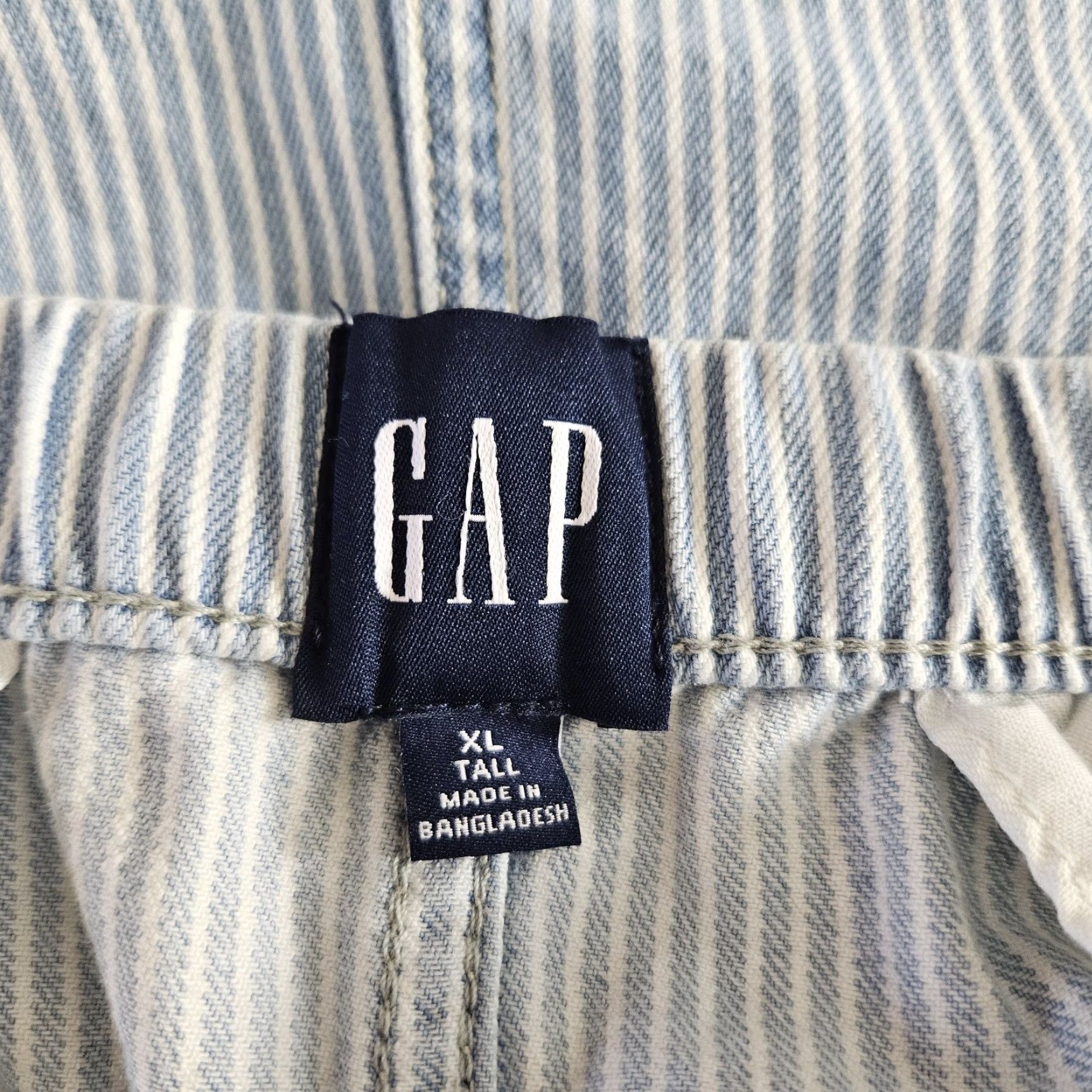 Gap Gap Womens Easy Denim Boxer Shorts XL Tall Blue White Railroad Stripe Pull On Shirt Women XL Tall Blue Size 40" / US 18 - 4 Thumbnail