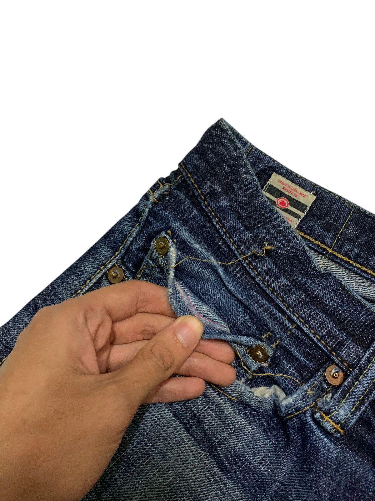 Kapital MOMOTARO SELVEDGE BUTTON FLY FADED DISTRESSED DENIM Size US 33 - 10 Thumbnail