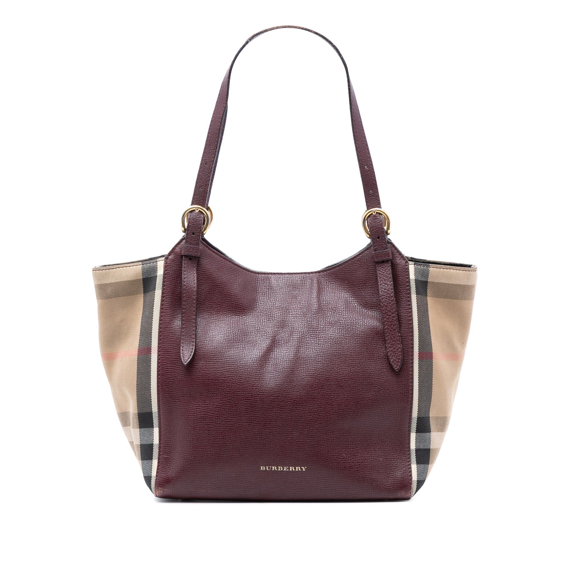 Burberry Small Leather and House Check Canvas Canterbury Tote Size ONE SIZE - 1 Thumbnail