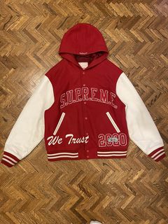 Supreme King Hooded Varsity Jacket Red