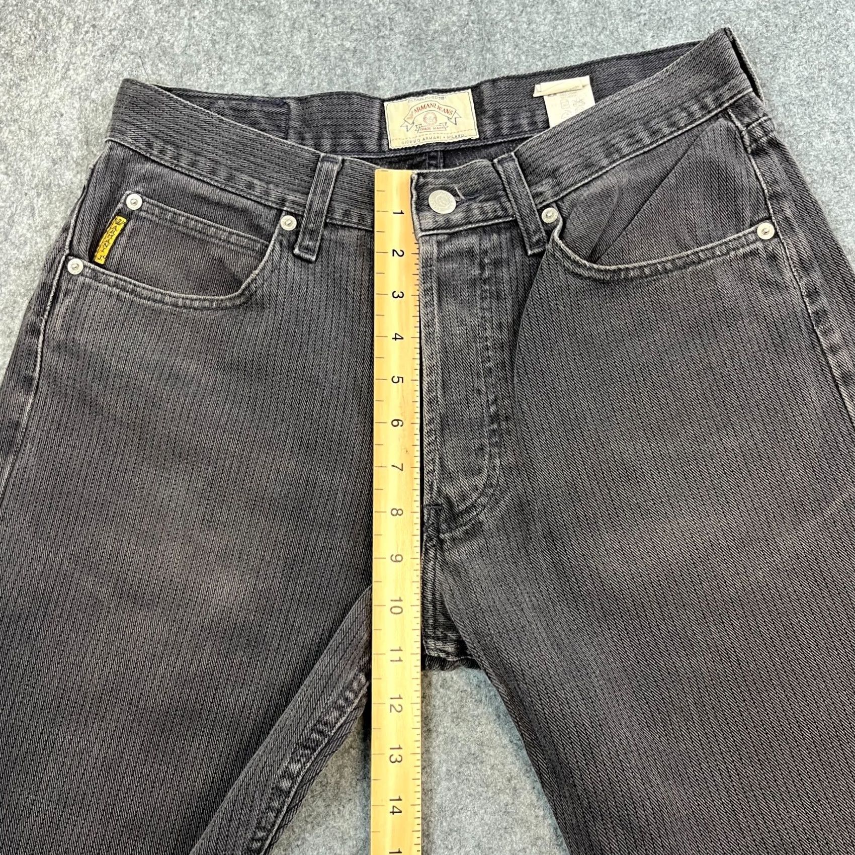 Vintage VINTAGE Armani Jeans Jeans Relaxed 30 30 Grey Italy Mens Straight 5-Pocket Denim Button Closure Dark Grey Herringbone Fashion Everyday Comfort Size US 30 / EU 46 - 5 Thumbnail
