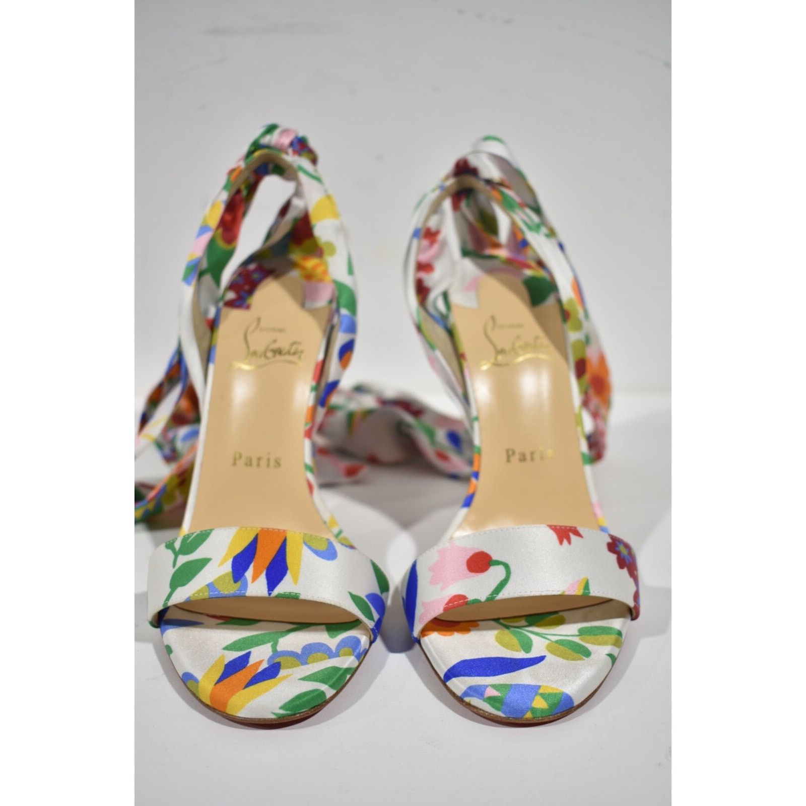Christian Louboutin Crosse Du Desert 100 Bloomy Lace Up Tie Sandal Heel Pump 38 Size US 8 / IT 38 - 6 Thumbnail