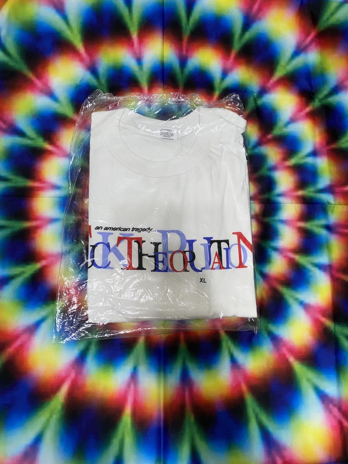 image of Fuck The Population Ftp American Tragedy T-Shirt White, Men's (Size XL)
