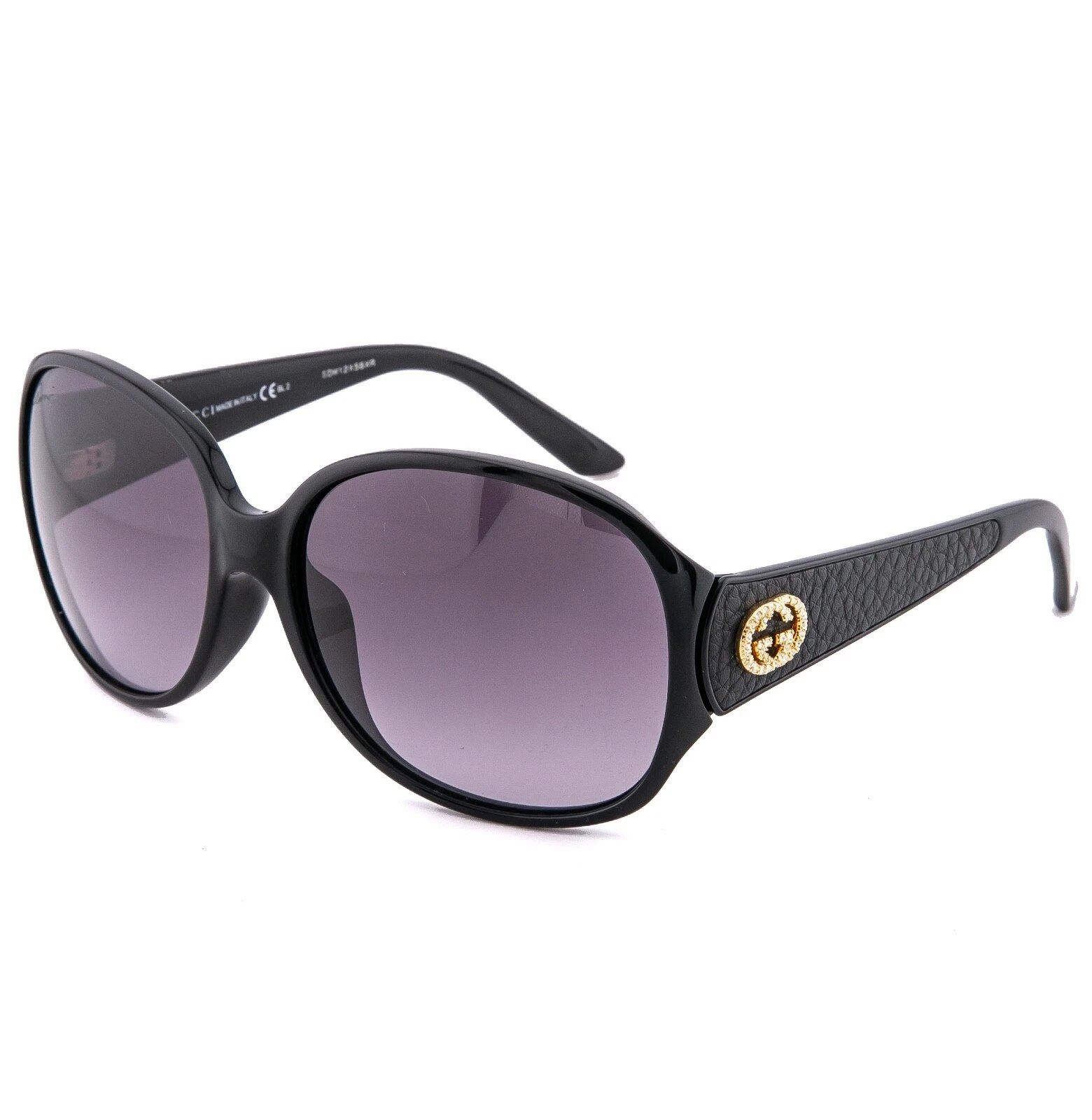 Gucci GUCCI 3623 Black Leather Gold Oval Sunglass GG3623NKS GG3623 Size ONE SIZE - 3 Thumbnail