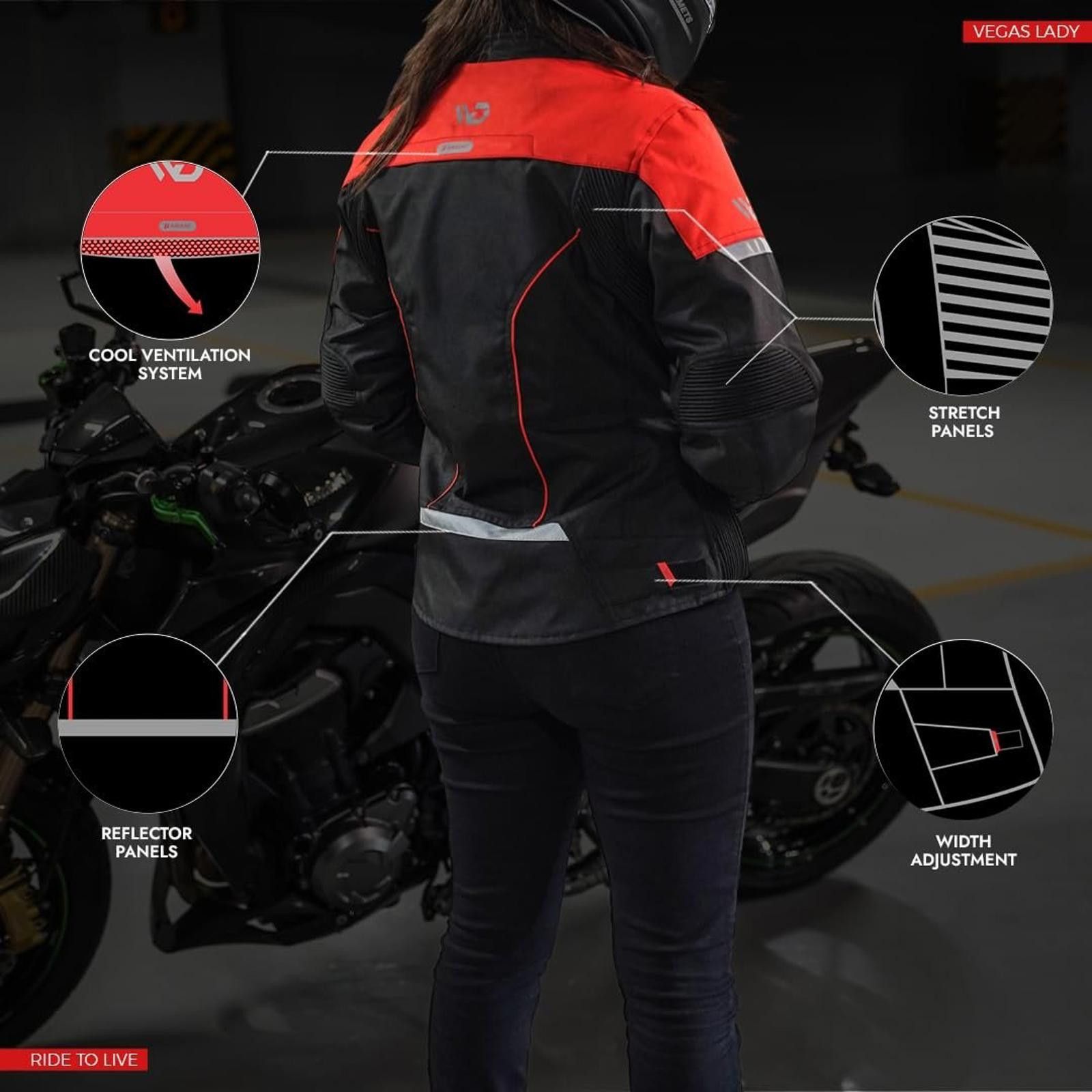 MD75 WD Motorcycle Jacket Vegas series Women XS-with CE Armor Size S / US 4 / IT 40 - 1 Preview