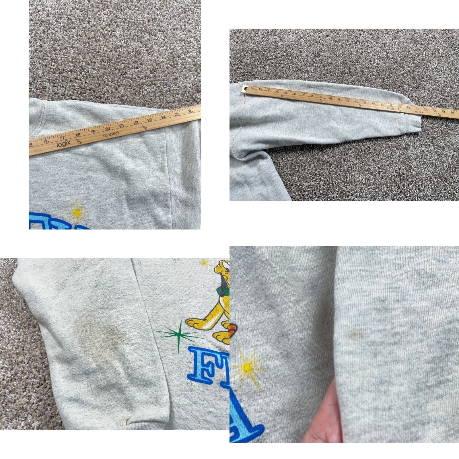 Tultex VINTAGE Disney Florida Print Sweatshirt Adult XL Gray 50/50 Mickey Goofy Pluto Tultex Crew Neck Pullover Graphic Print 90s Cartoon TV Mens Size US XL / EU 56 / 4 - 8 Thumbnail