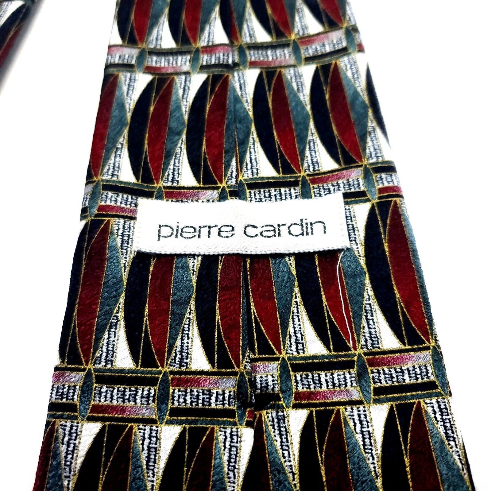 Pierre Cardin Pierre Cardin Gray Red Silk Tie Woven Wide Geometric Size ONE SIZE - 4 Thumbnail