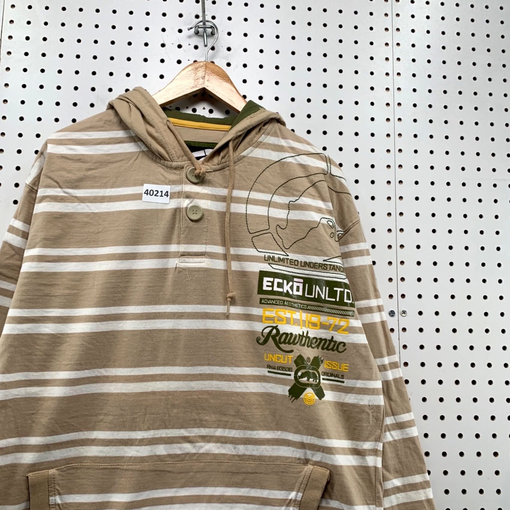 Vintage VINTAGE Y2K Ecko Hoodie Shirt Men XL Brown White Striped Rhino Button Pullover Size US XL / EU 56 / 4 - 7 Thumbnail
