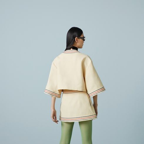 Gucci o1loc1c0226 744716 Cotton Linen Gauze Shirt in Ivory Size M / US 6-8 / IT 42-44 - 7 Thumbnail
