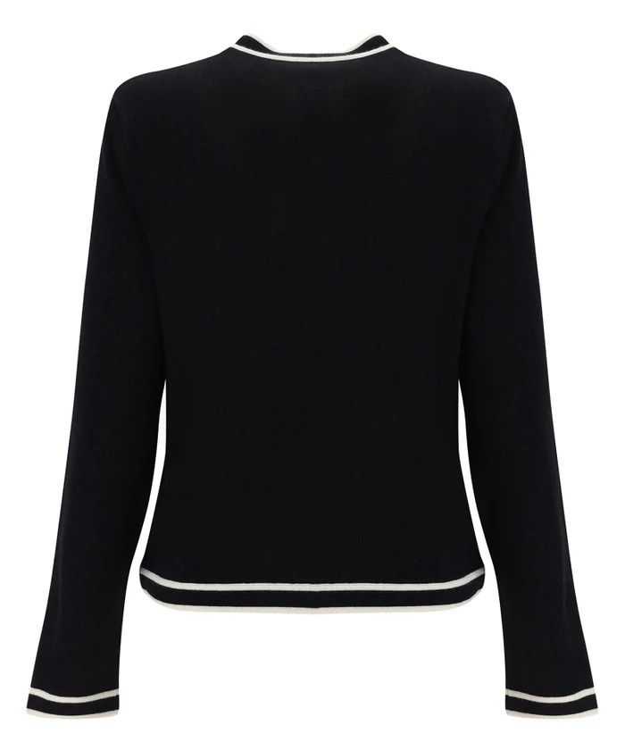 Tory Burch o1s22i1n1024 Kendra Merino Wool Cardigan in Black Size S / US 4 / IT 40 - 2 Thumbnail
