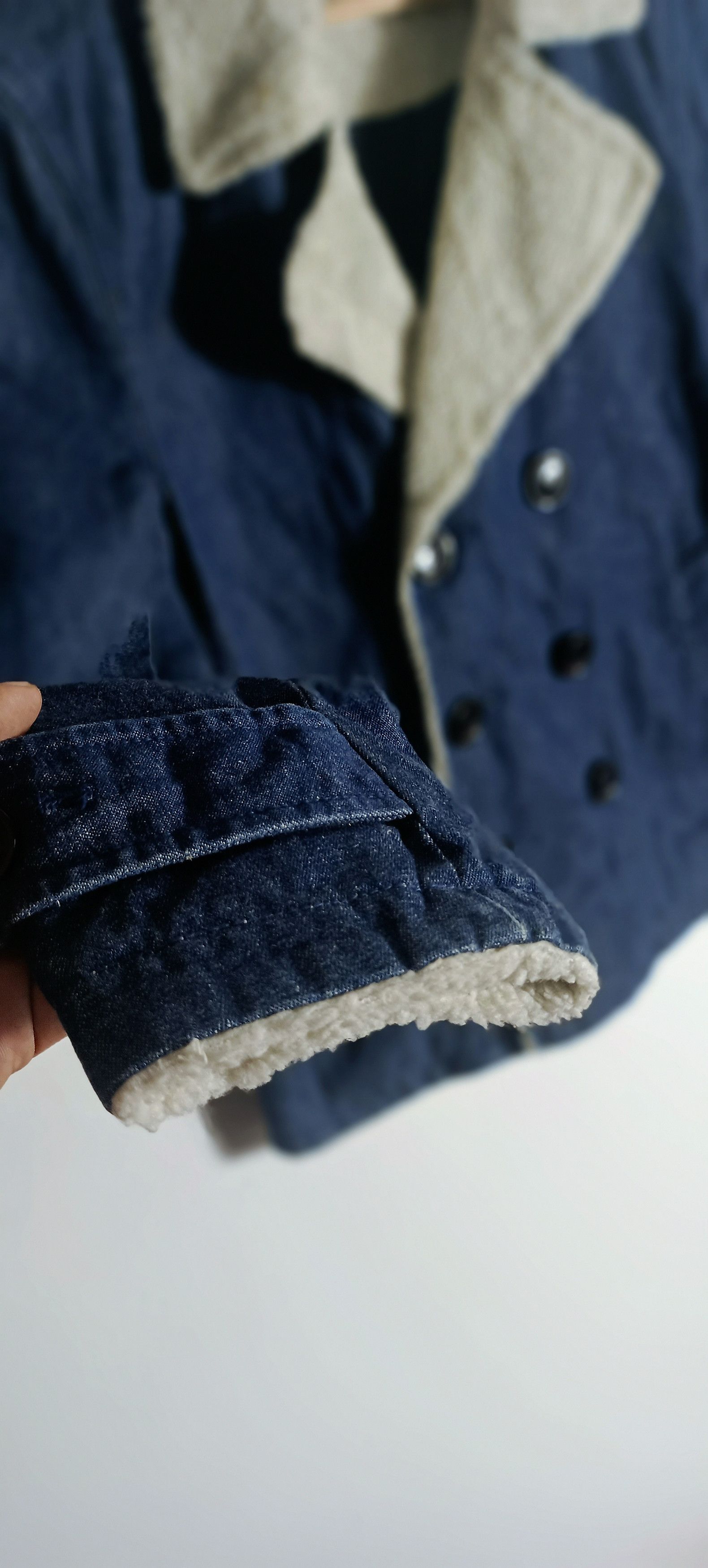 Japanese Brand Vintage🇯🇵 Browny Denim Sherpa Double Breasted Jacket Size US M / EU 48-50 / 2 - 8 Thumbnail