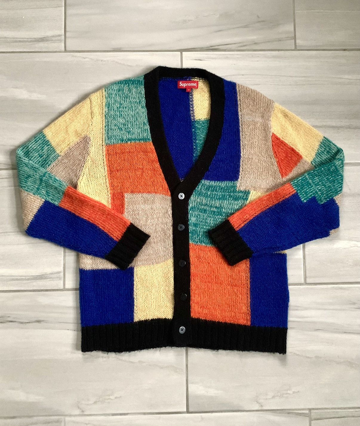 新品Supreme Patchwork Mohair Cardigan マルチSRUBACS