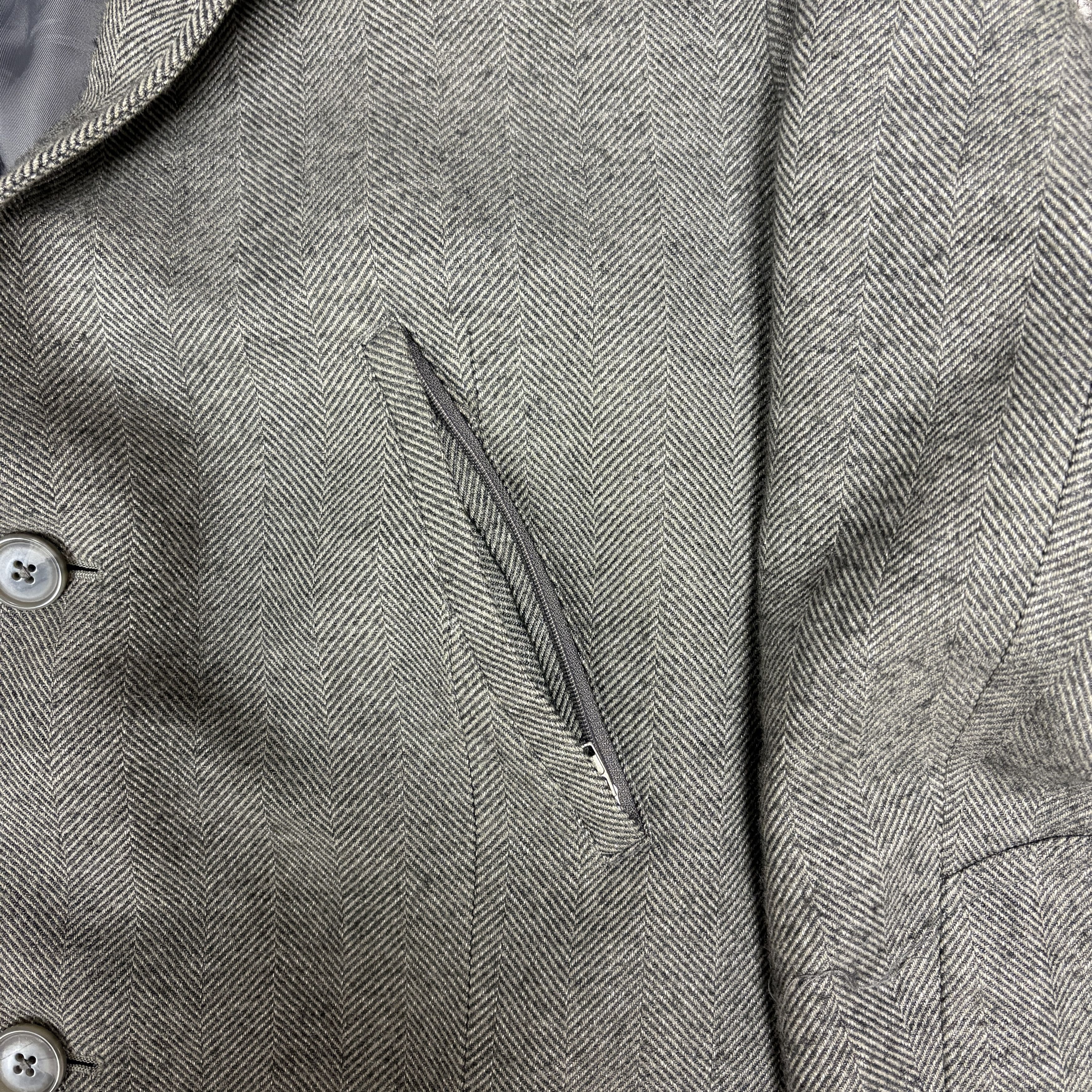 Other Material London Grey Herringbone Long Coat, Size L Size US L / EU 52-54 / 3 - 3 Thumbnail