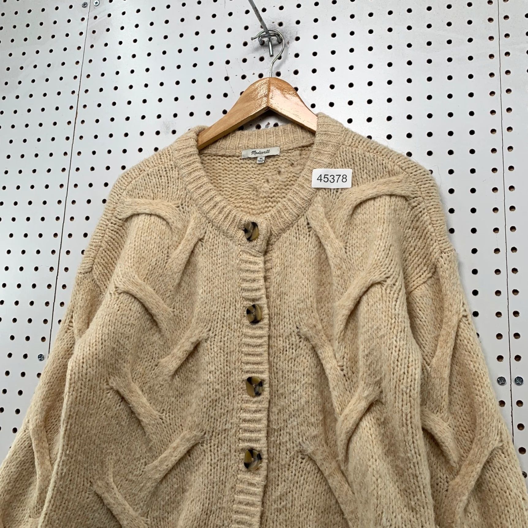 Madewell VINTAGE Madewell Wool Cardigan Sweater Womens XS Beige Cable Chunky Oversized Size XS / US 0-2 / IT 36-38 - 6 Thumbnail