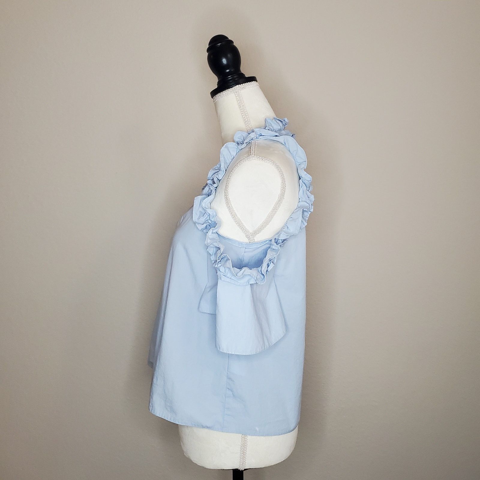 Topshop Topshop Blue Cold Shoulder Ruffle Top 4 Size S / US 4 / IT 40 - 5 Thumbnail